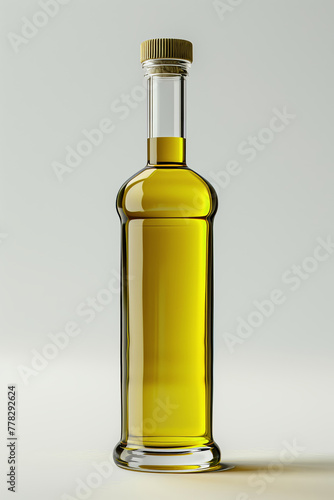 A bottle of olive oil is shown on a white background. (ID: 778292624)