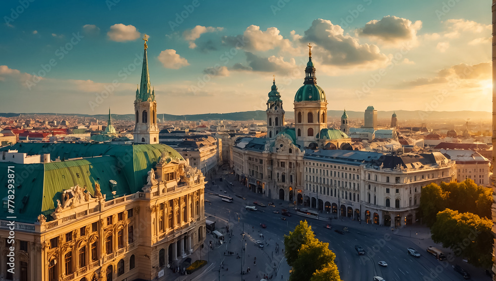 Naklejka premium Beautiful view of Vienna Austria, summer