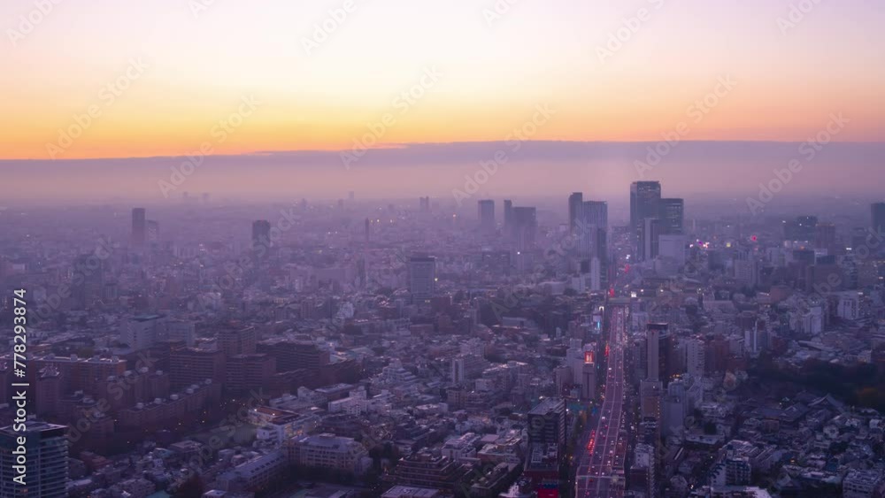 大都会東京 都市風景 タイムラプス 日没から夜景へ 大都会東京 都市風景 タイムラプス 日没から夜景へ