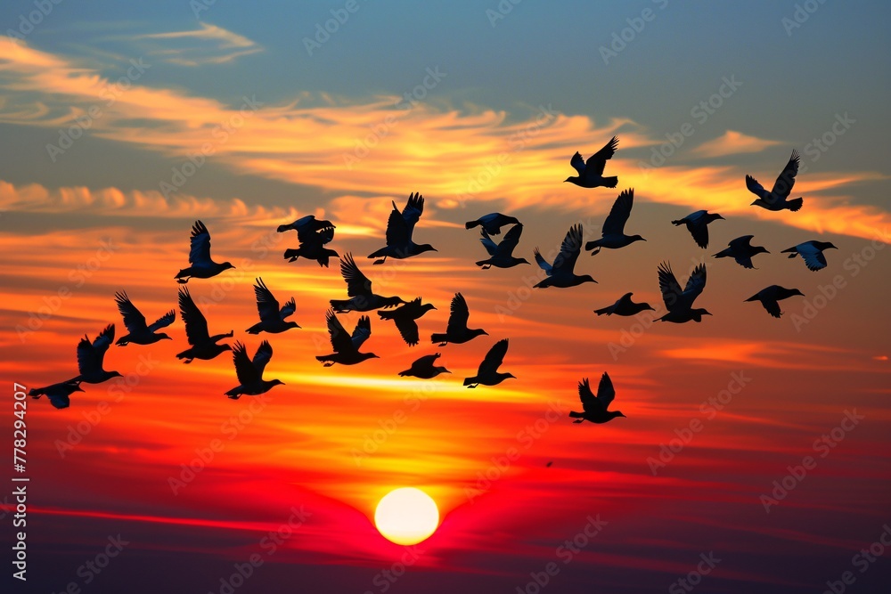 The graceful voyage of birds across the sky a testament to the wonders of nature and the instinctual migration journey The graceful voyage of birds across the sky a testament to the wonders of nature and the instinctual migration journey