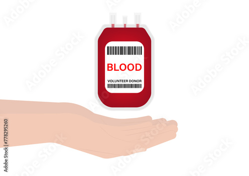 Blood Pack or Blood Bag. Blood Donation Concept. World Blood Donor Day. Vector Illustration. 