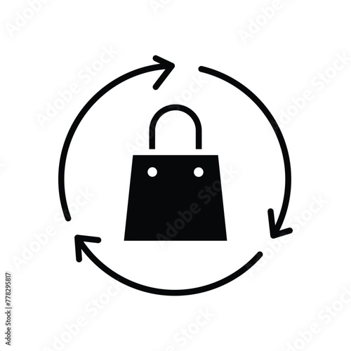 recycling shopping bag solid black icon vector design good for web and mobile app