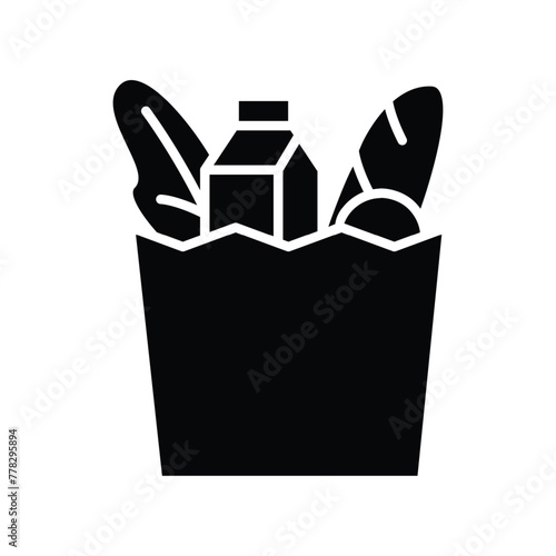 groceries solid black icon thin lines vector design good for website and mobile app