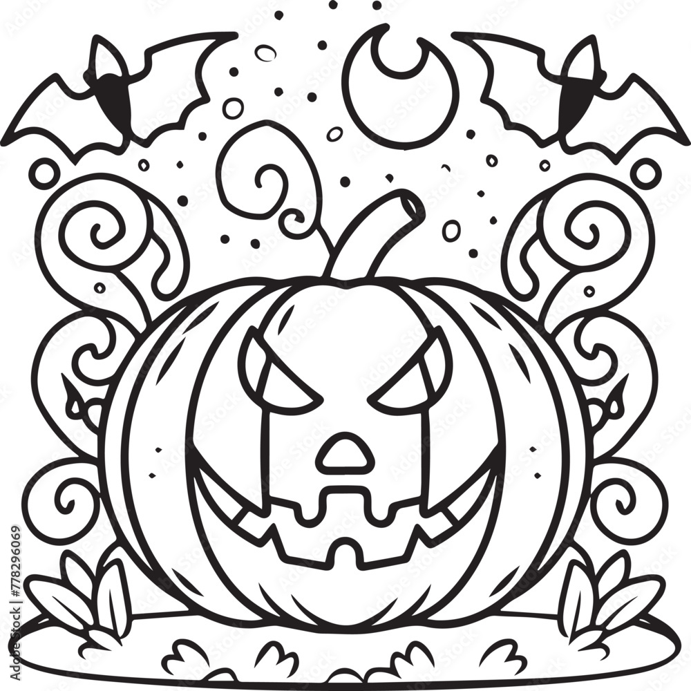 Fototapeta premium Halloween coloring pages. Halloween outline vector