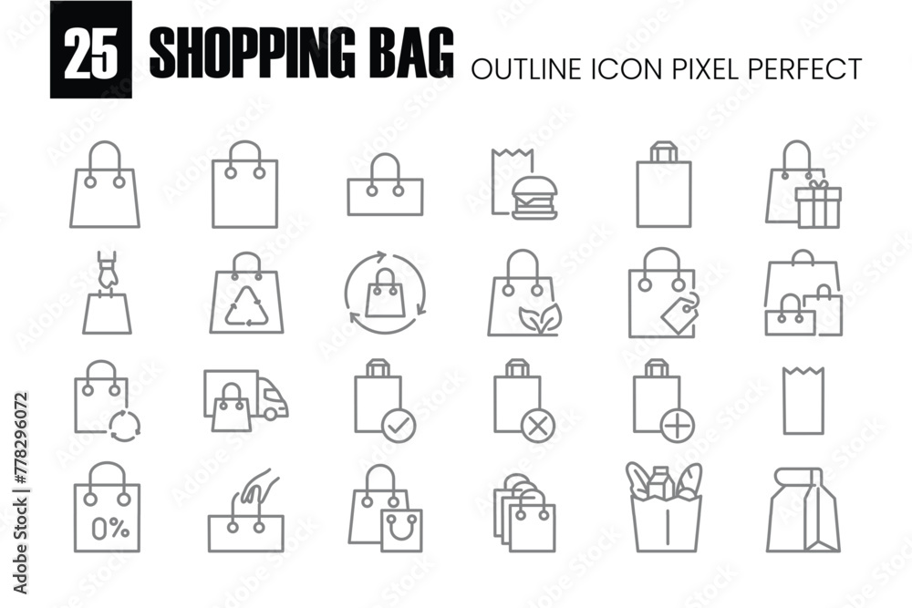 Shopping Bag Related Vector ouline Icons pixel perfect. vector icon for website and mobile app
