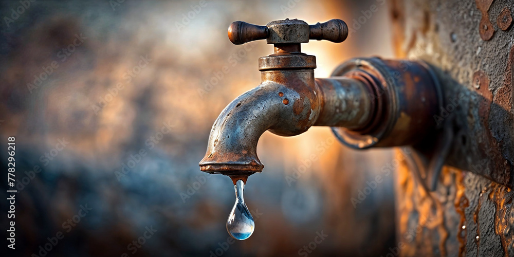water dripping from a rusty tap water dripping from a rusty tap