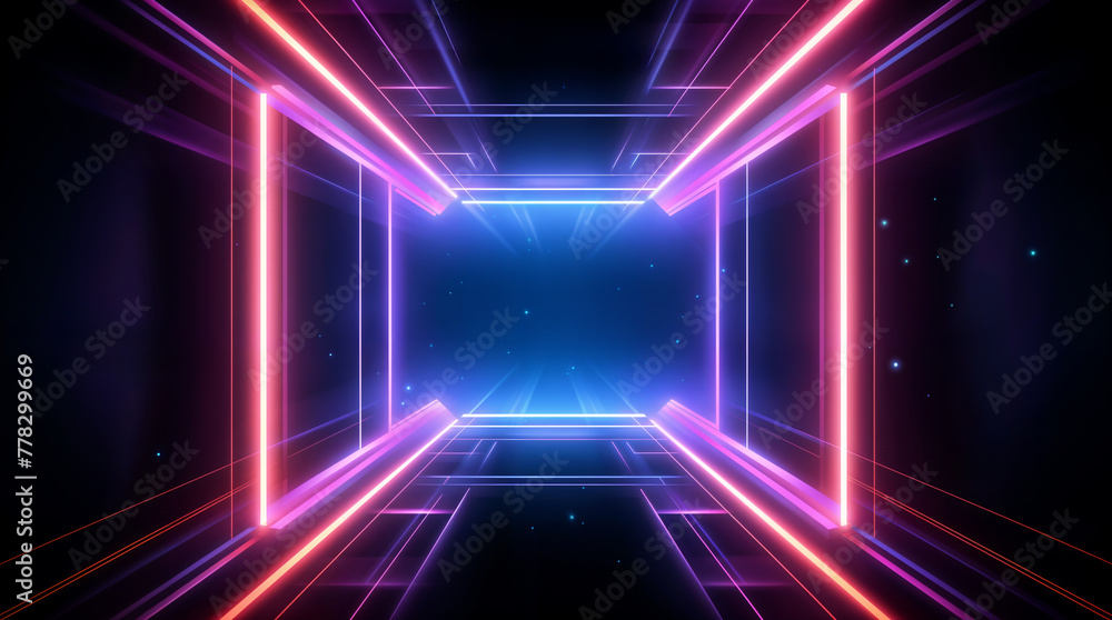 Neon lights futuristic abstract background, glowing laser, night club stage and gaming style concept Neon lights futuristic abstract background, glowing laser, night club stage and gaming style concept