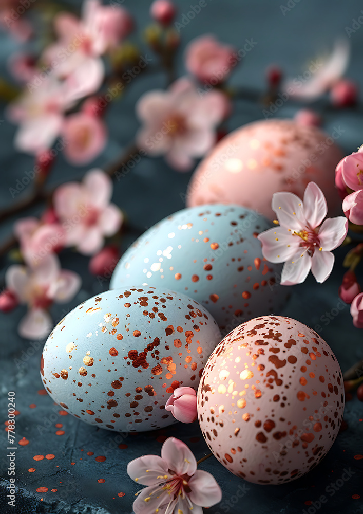 Easter greeting card, spring blossom and Easter eggs on a postal card template, soft colour background, postal size standard 105:148, printable graphic source Easter greeting card, spring blossom and Easter eggs on a postal card template, soft colour background, postal size standard 105:148, printable graphic source