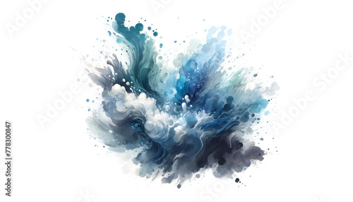 Bright colorful watercolor splash splatter stain brush strokes on white background.