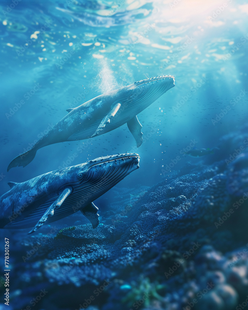 Fototapeta premium whales in the ocean