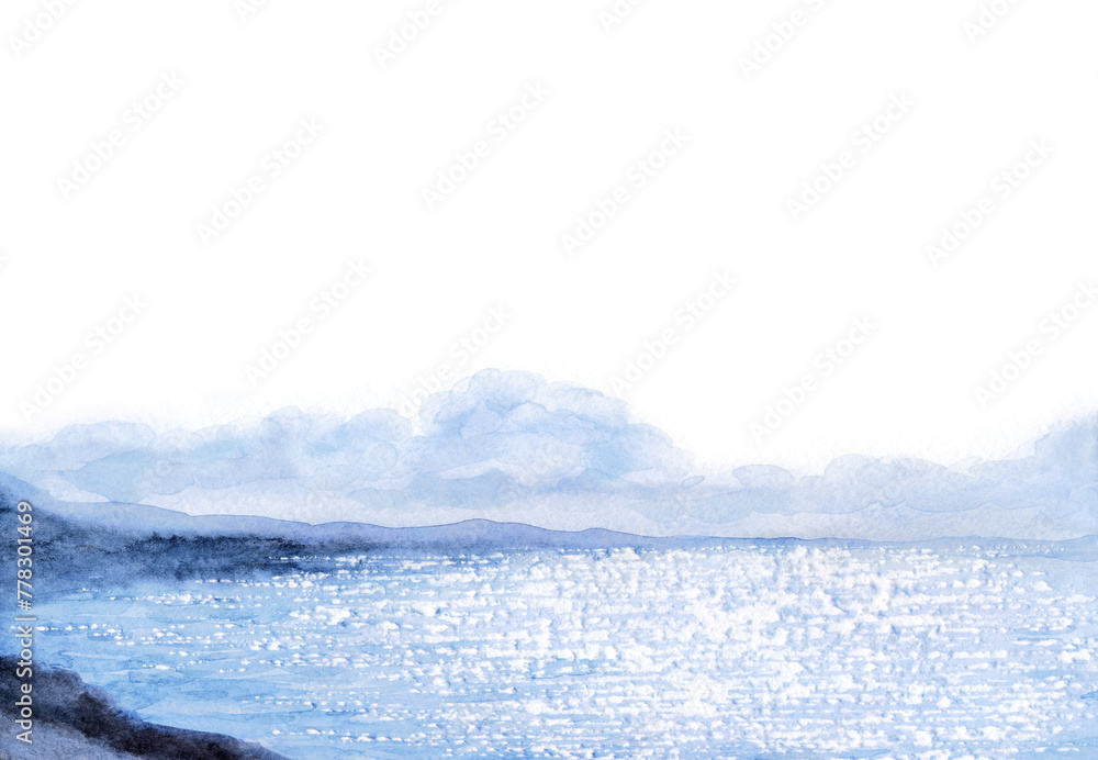 The sky over the sea. Watercolor landscape The sky over the sea. Watercolor landscape