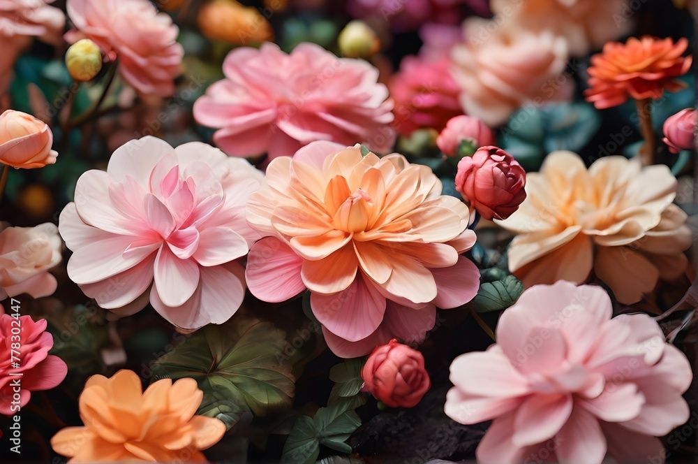 Background of colorful flowers growing in the garden with soft petals and pleasant fragrance. Generative AI Background of colorful flowers growing in the garden with soft petals and pleasant fragrance. Generative AI