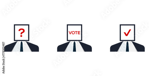 Who am I voting with? Who's Next? Who is the best candidate ? Vote, Election, Referendum and Polling, Vector template.
