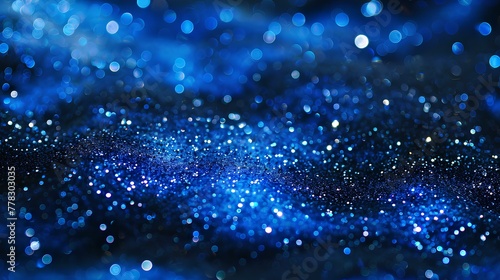 Winter Waterdrops on Blue Sky with Glittering Snowflakes and Starry Lights
