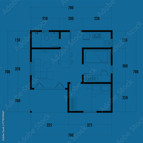 Floor plan blueprint, Figure of the jotting sketch of the construction and the industrial skeleton of the structure and dimensions. vector eps 10