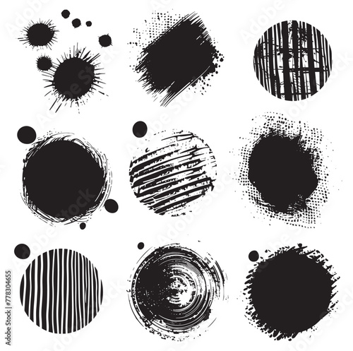 Black Ink Splatters Texture Set: Collection