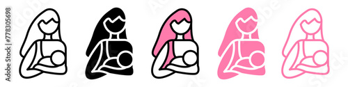 Mother Nursing Newborn Baby Icon for Breastfeeding and Maternal Care