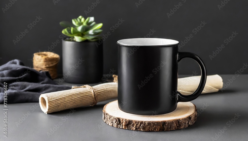 Black matte mug mockup