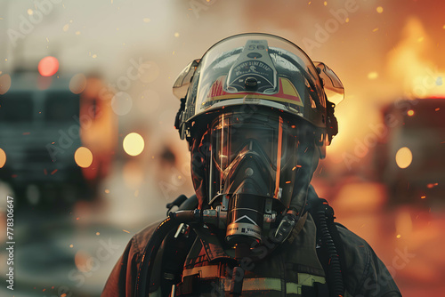 Confident firefighter who are working to help people