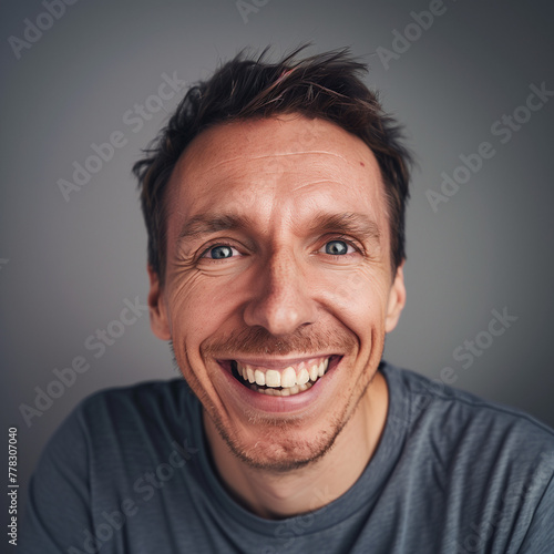 close-up portrait of a very cheerful man © DenisZ.