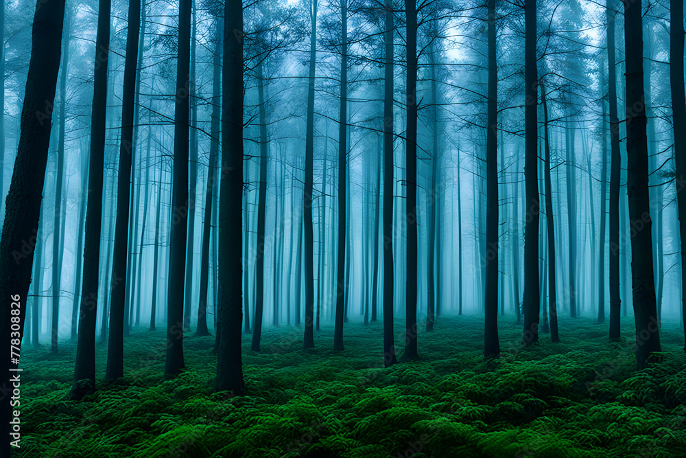 Naklejka premium a misty forest generative ai