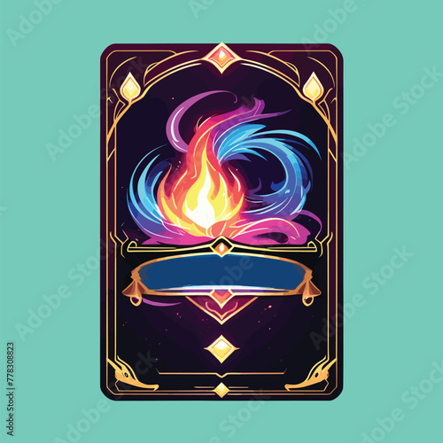 fire fantasy game card vector design