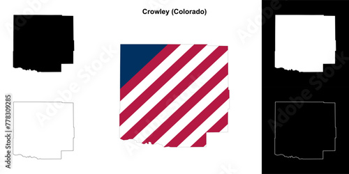 Crowley County (Colorado) outline map set photo