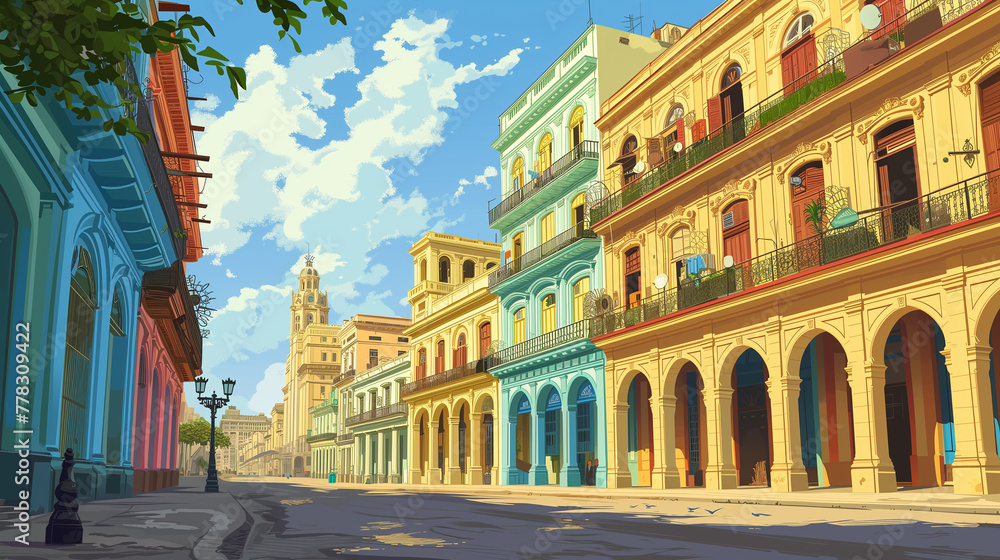 Havana Old Square cartoon