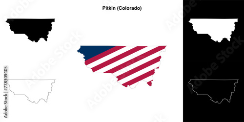 Pitkin County (Colorado) outline map set photo