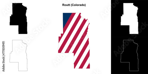 Routt County (Colorado) outline map set