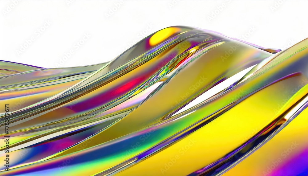 Chromatic glass material abstract fluid shape