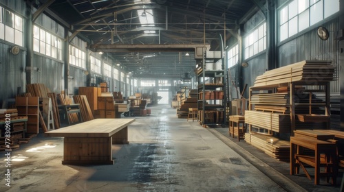Furniture factory. Modern automated furniture production. © Vladimir