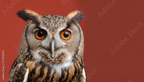 owl  isolated on red background