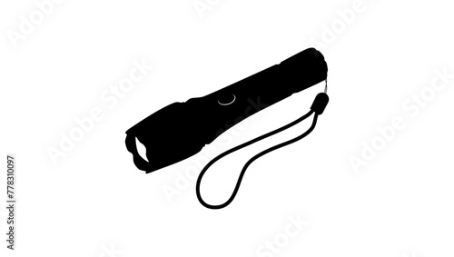 LED Flashlight, black isolated silhouette