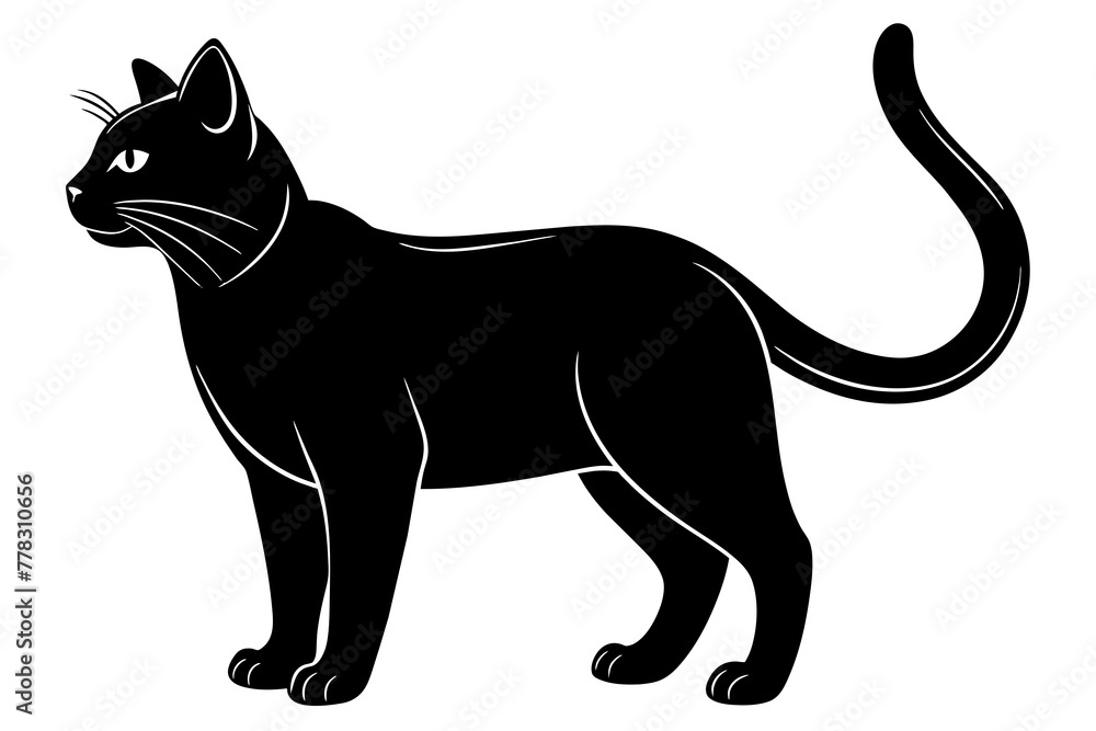  simple-cat-silhouette--whit-background vector illustration 