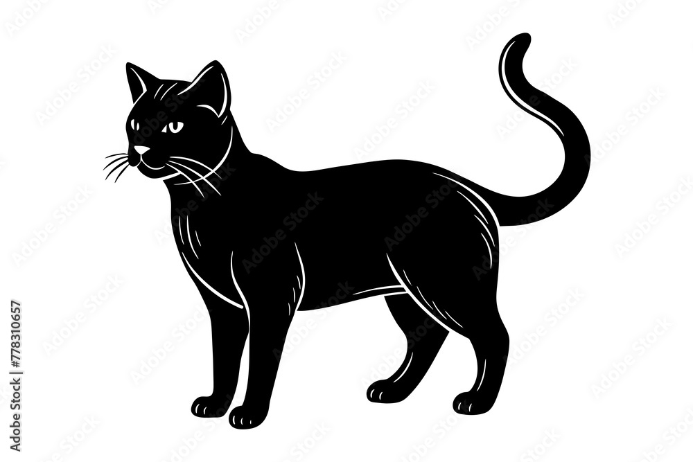  simple-cat-silhouette--whit-background vector illustration 