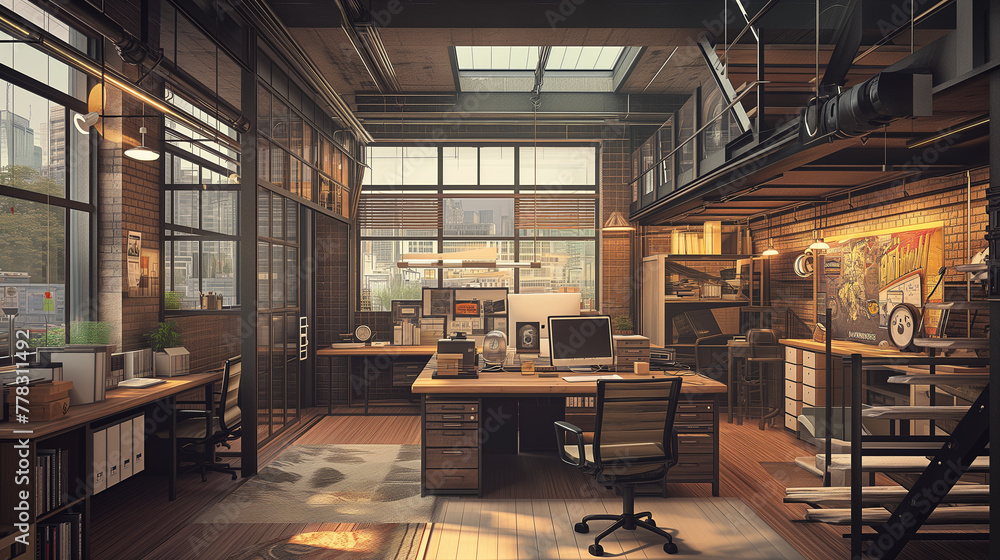 Industrial Office Style flat style