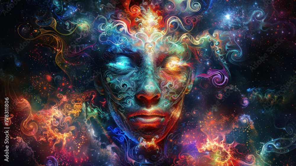 Psychedelic goddess, vision in hallucinatory state Psychedelic goddess, vision in hallucinatory state