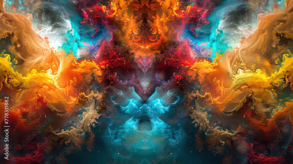 Psychedelic kaleidoscopic fractal glowing with neon lights Psychedelic kaleidoscopic fractal glowing with neon lights