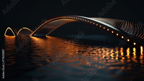 A simple, elegant bridge spanning from darkness into light, in gold and black, symbolizing overcoming challenges