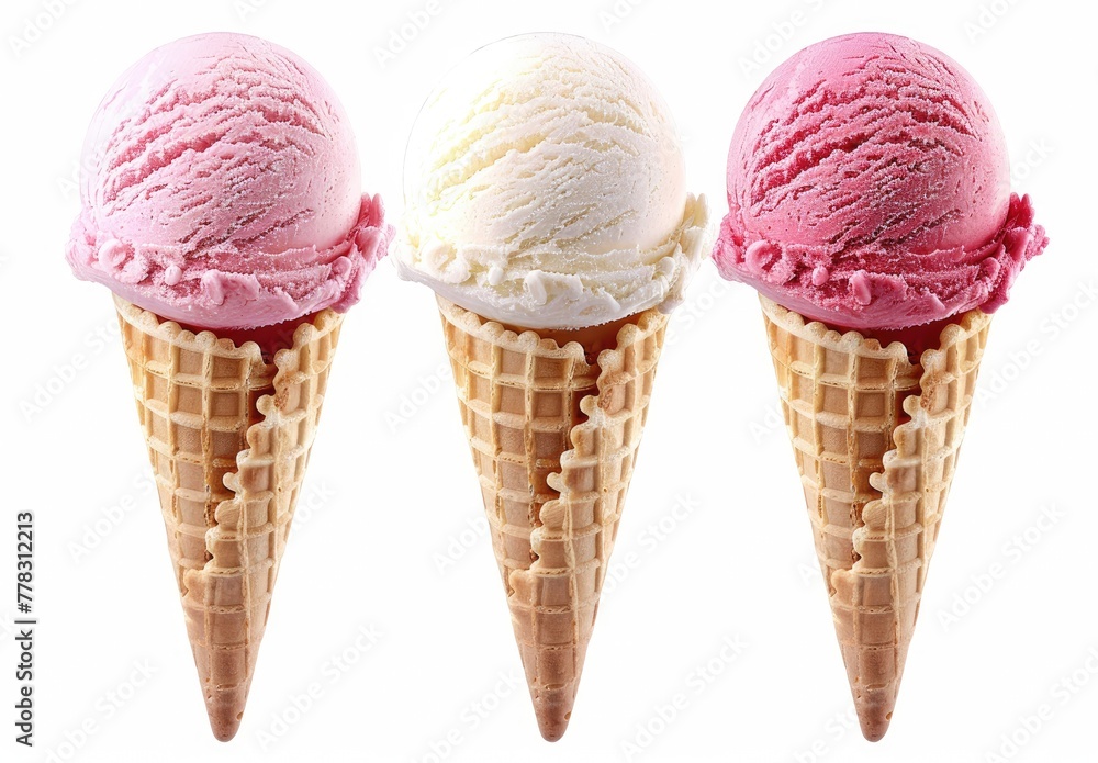 Delectable Ice Cream Cone on White Background Delectable Ice Cream Cone on White Background