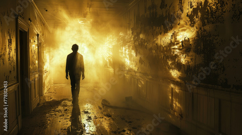 Silhouette of a man in corridor - nightmare  bad dream concept