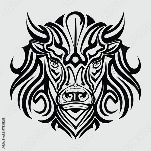 bull tribal tattoo vector editable template