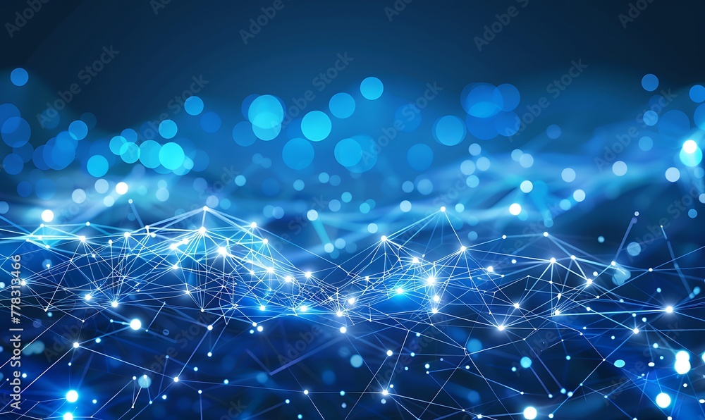 Fototapeta premium Exploring Quantum Computing's Cyber Network, Artificial Neurons, Global Data Links, Connected Particles