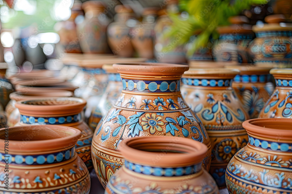 Handmade terracotta vases of thailand