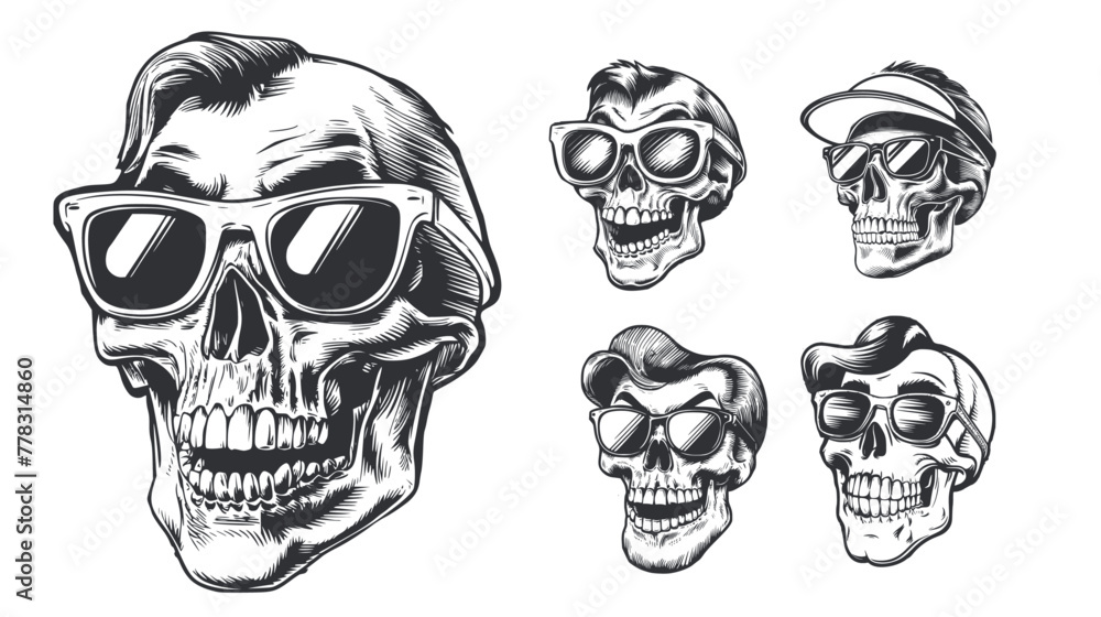 A set of skulls with sunglasses, Generative Ai