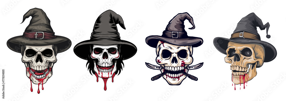 skull with a witch on the head, blood on skull teeth Generative Ai skull with a witch on the head, blood on skull teeth Generative Ai
