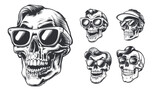 A set of skulls with sunglasses, Generative Ai