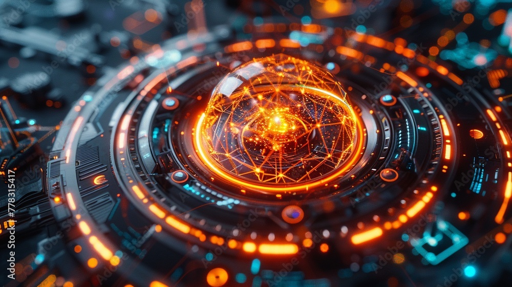 Futuristic AIdriven nuclear reactor core, glowing with energy, surrounded by advanced robotics and digital interfaces Futuristic AIdriven nuclear reactor core, glowing with energy, surrounded by advanced robotics and digital interfaces