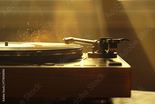 Vintage Charm - Close Up Shot of LP Disc on a Wooden Record Player